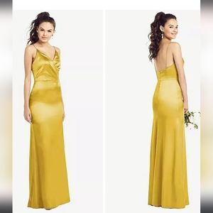 Thread Slim Spaghetti Strap Wrap Bodice Trumpet Gown In Marigold Size 8 NWT
